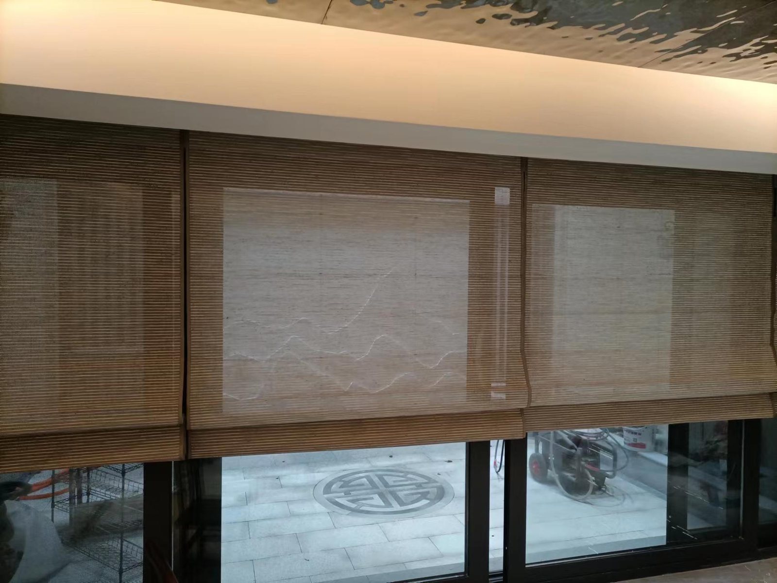 Bamboo linen curtains commercial window project