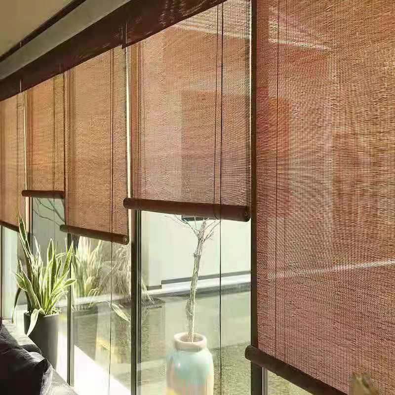 Bamboo linen curtain texture closeup