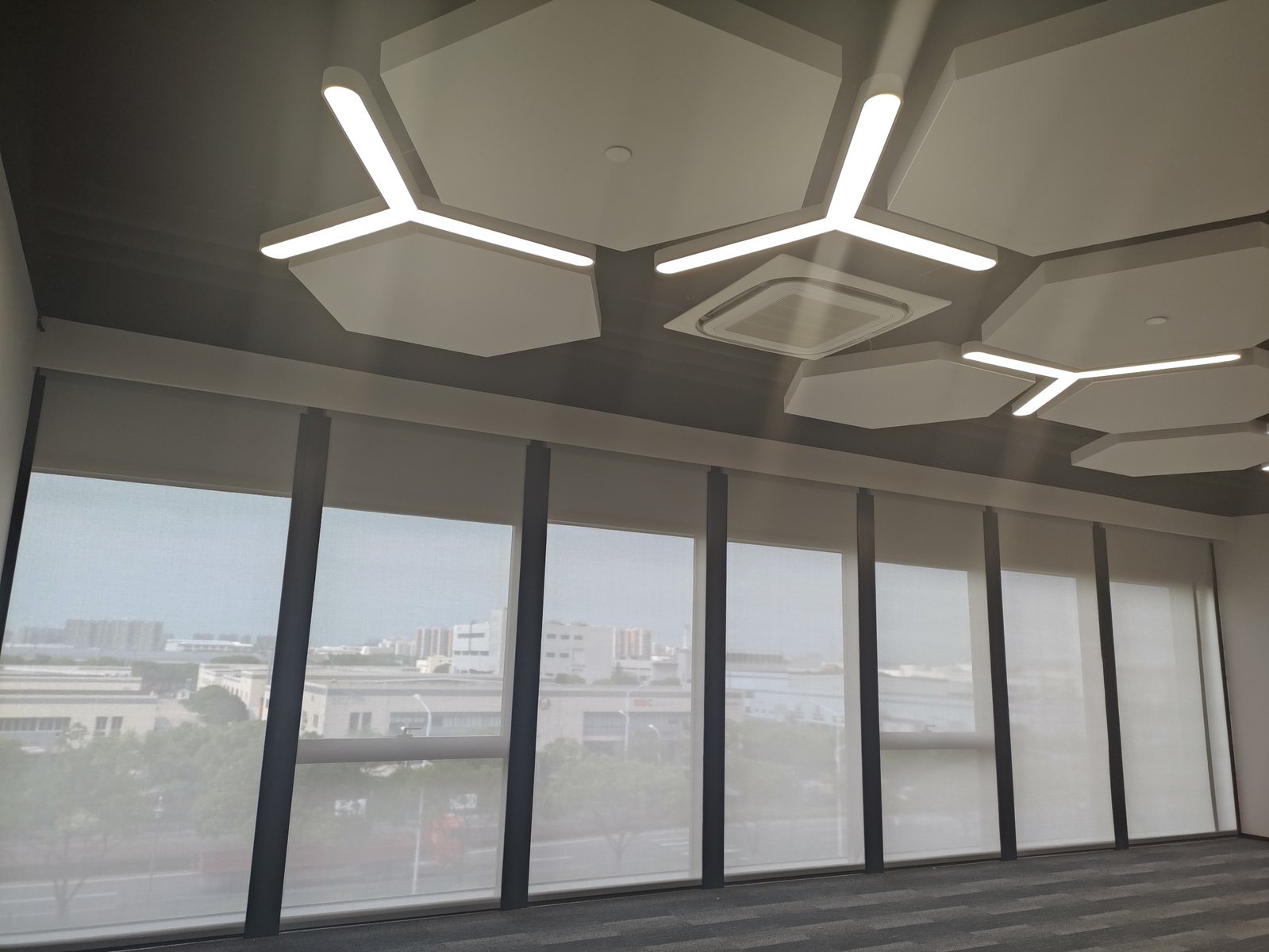 Office roller blinds installation example