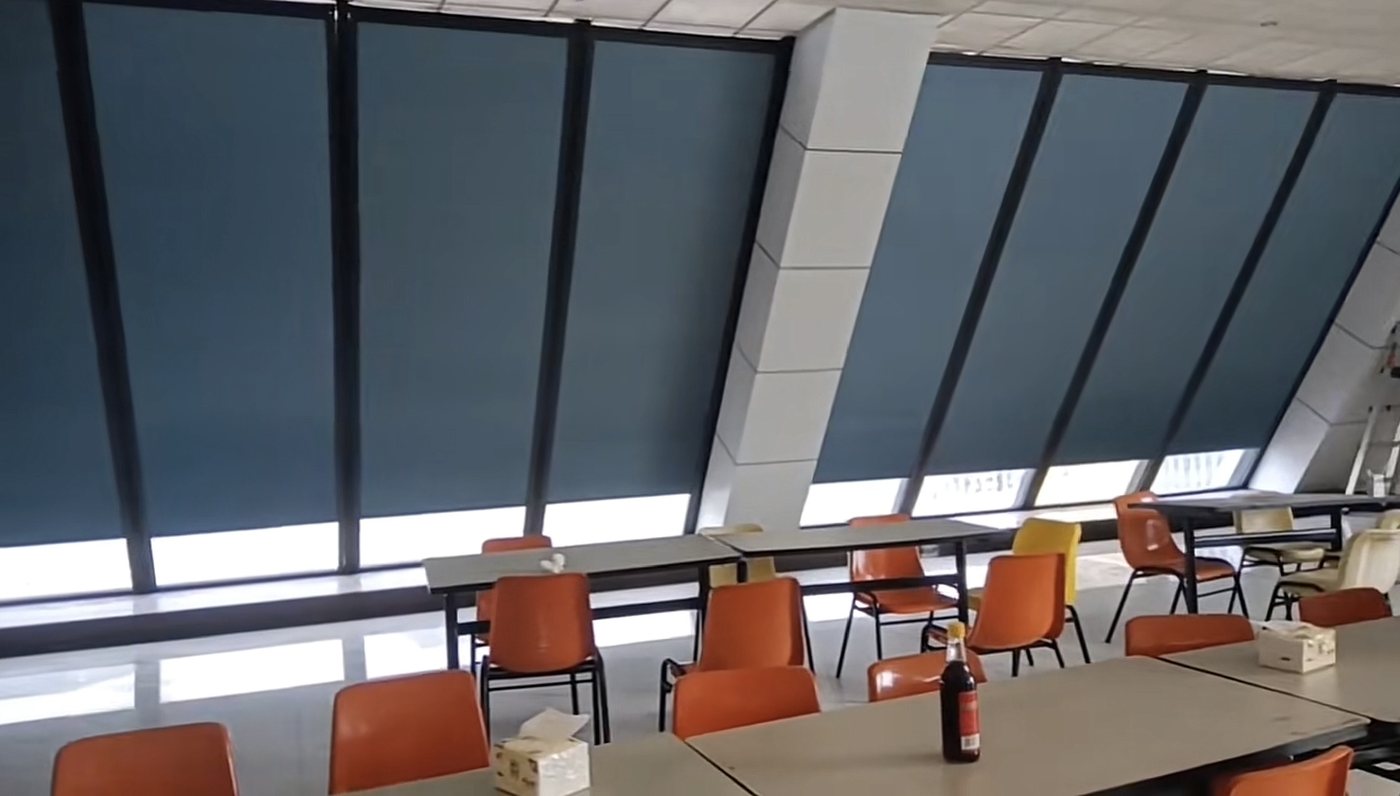 Public health facility motorized shades installation