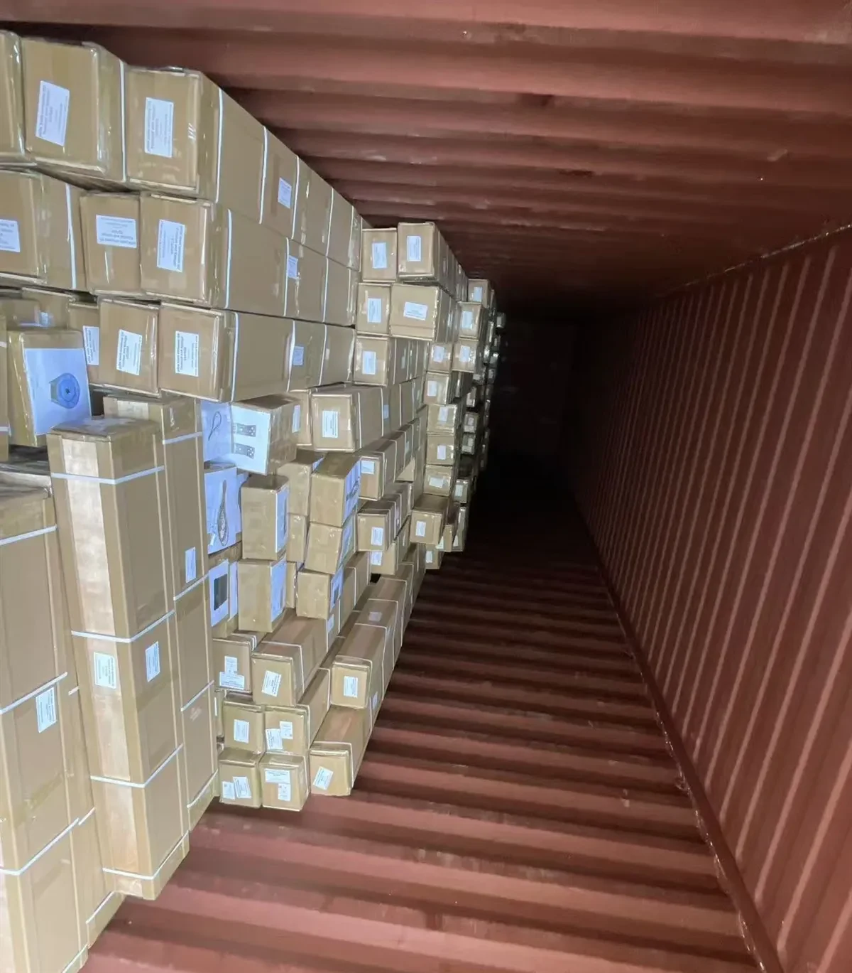 Factory, Quality Control & Packaging for Motorized Blinds Loaded export cargo inside shipping container for overseas delivery