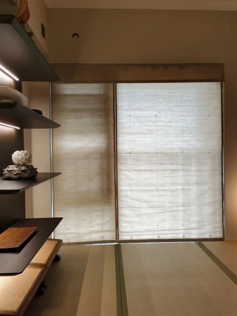 Roman blinds residential window installation