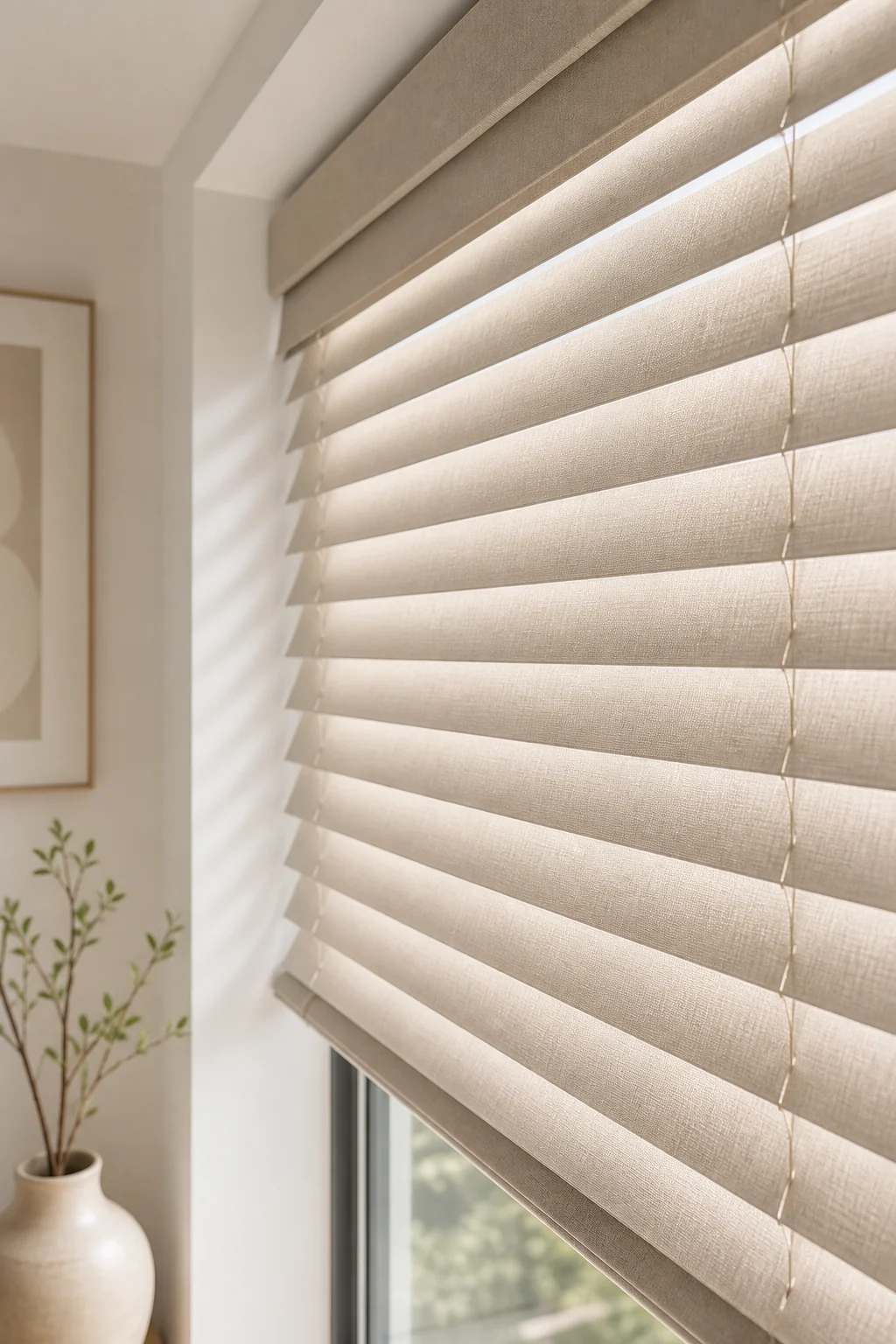 Shangri-La sheer natural woven shade installation