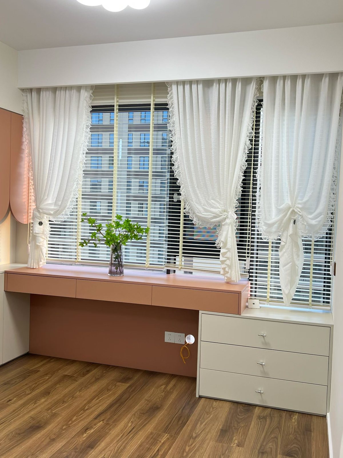 Vertical sheer blinds bedroom window