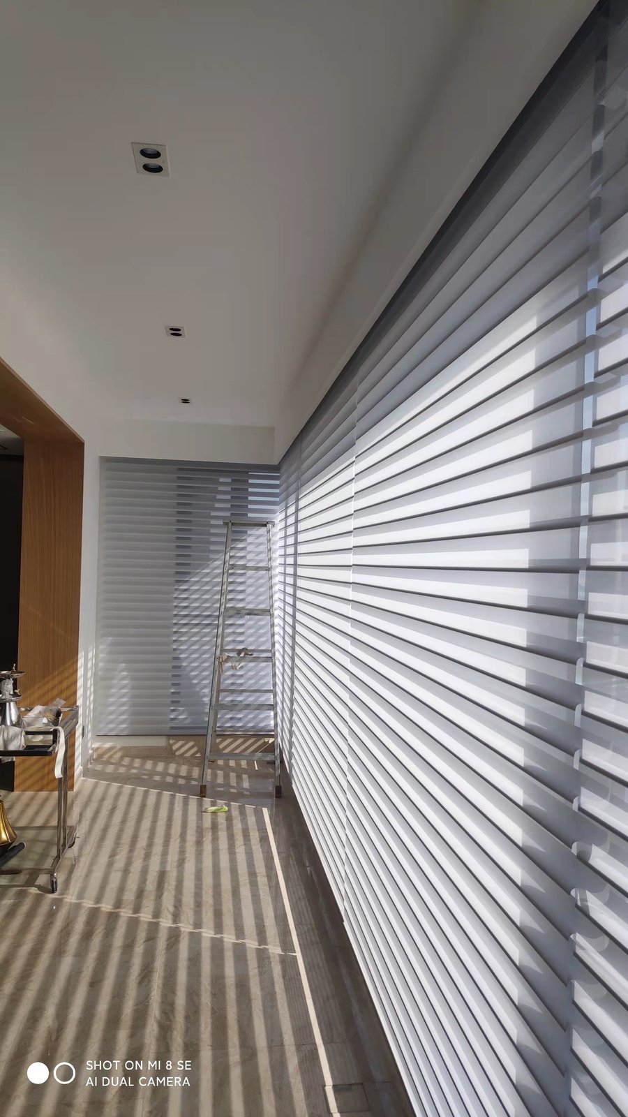 Zebra shades installed in a modern residential window setting