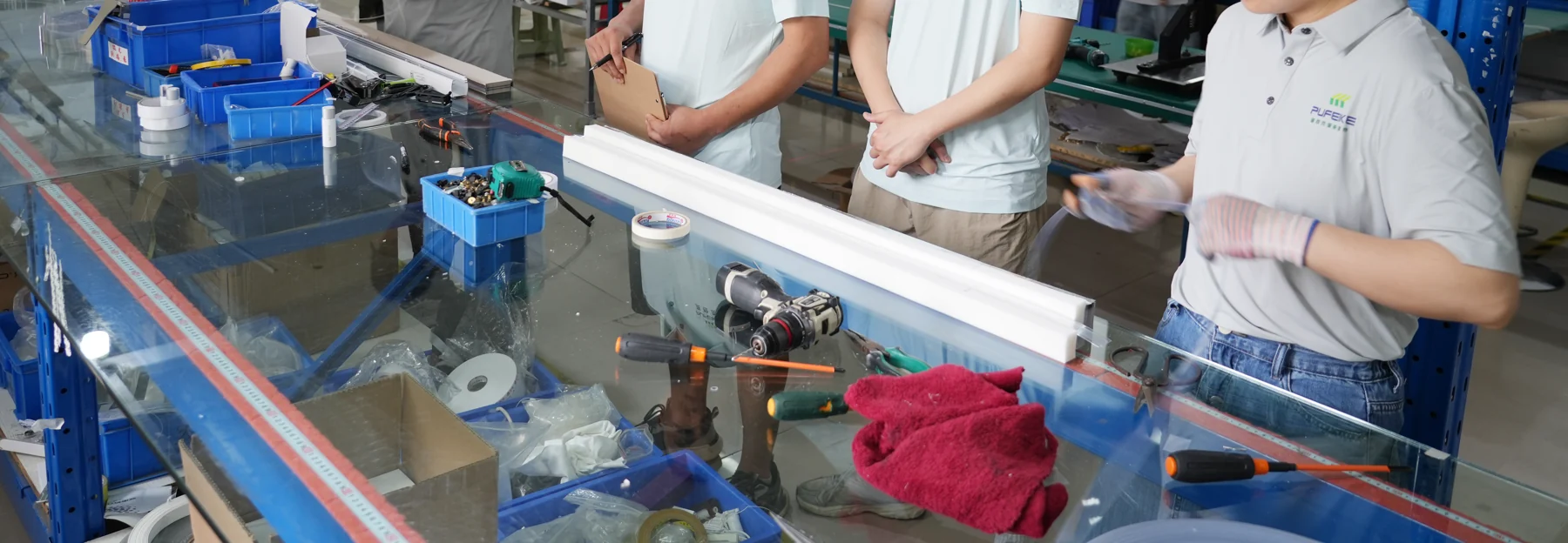 Motorized-shade inspection activity used as a process illustration.