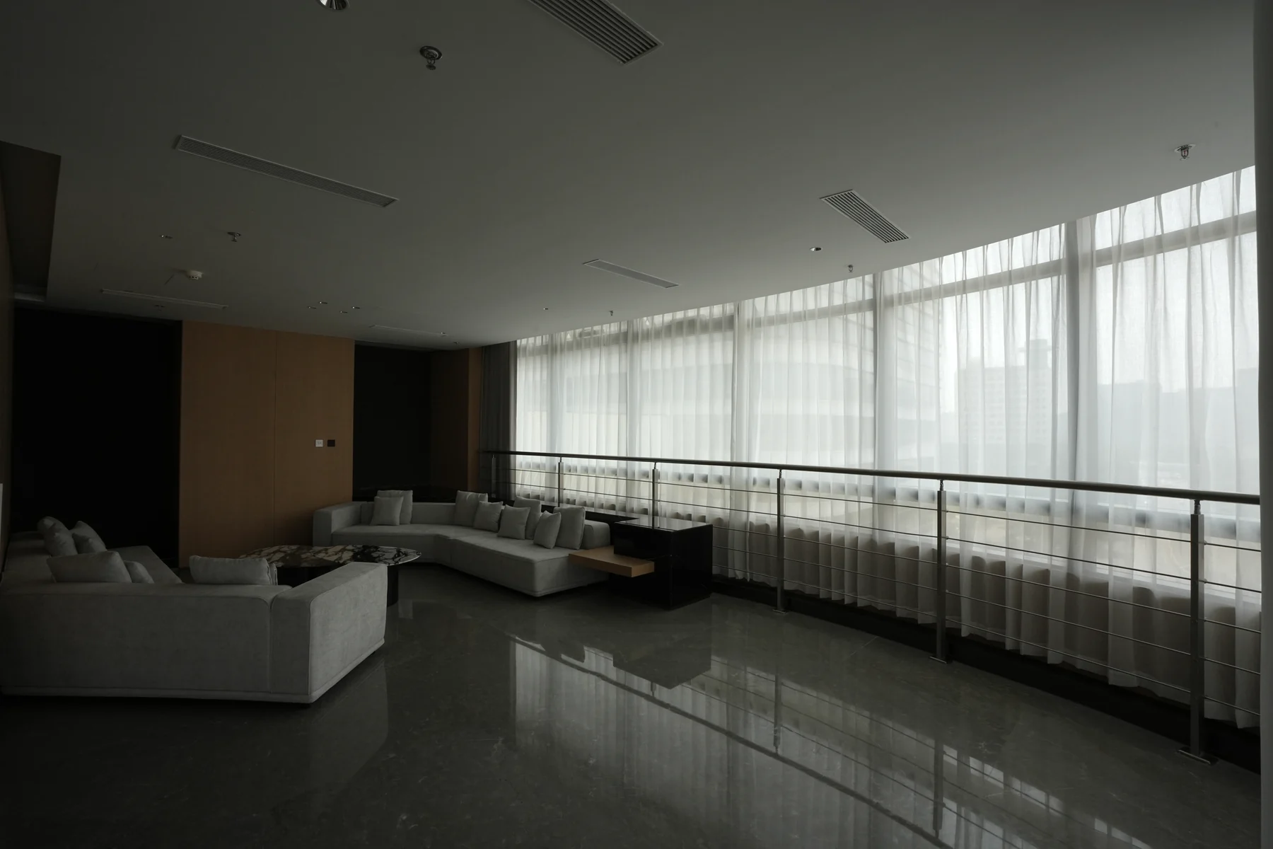 QinNong Bank Headquarters Shading Project QinNong Bank - Sheer curtains beside a sofa seating area
